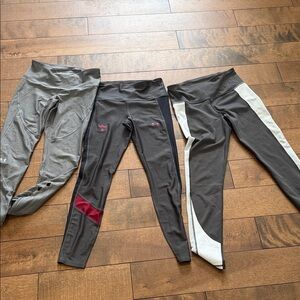 Under Armour womens Black Leggings with Maroon and White Panels